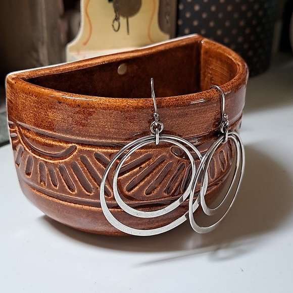 Silver Double Hoop Earrings - Picture 3 of 3